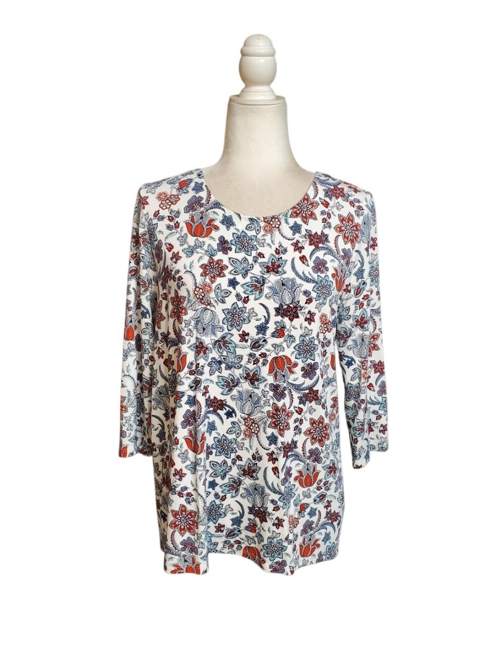 J. Jill Boho Floral Split-Back Tunic Blouse Size Small - Picture 2 of 10